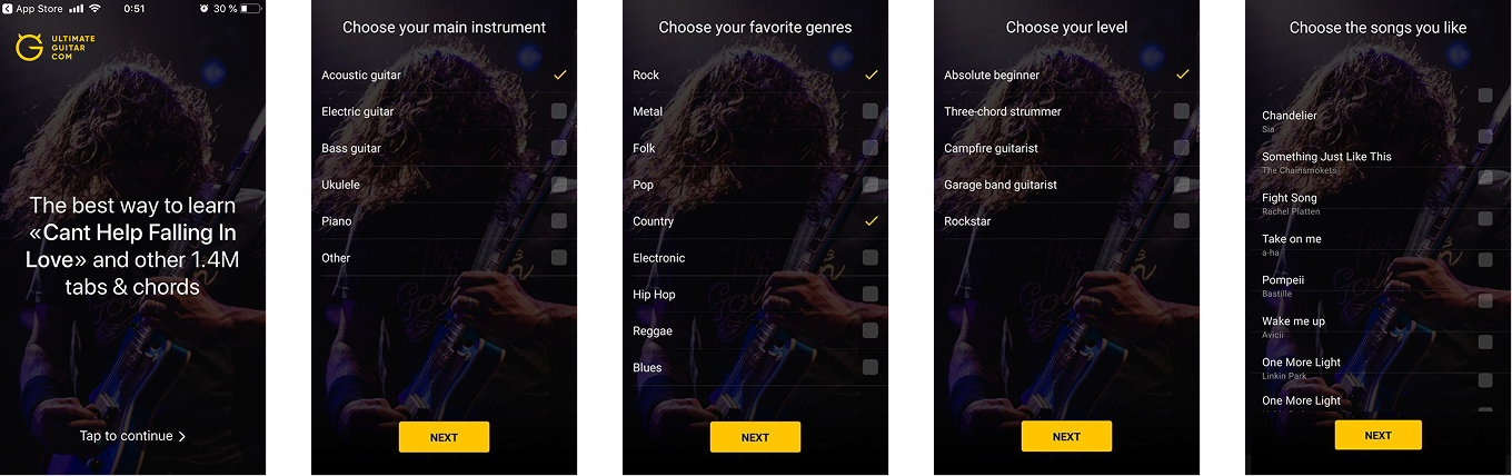 Bright tour — Current version: five onboarding screens