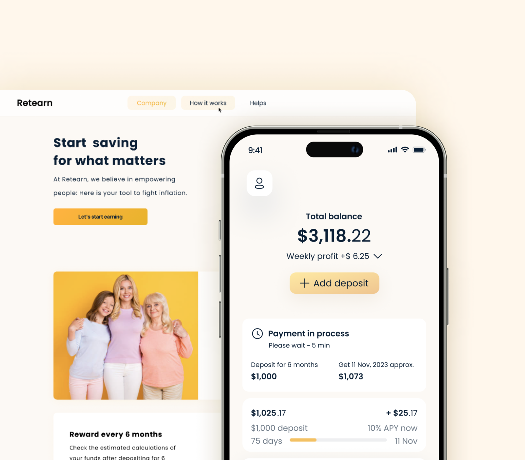 Retearn savings app